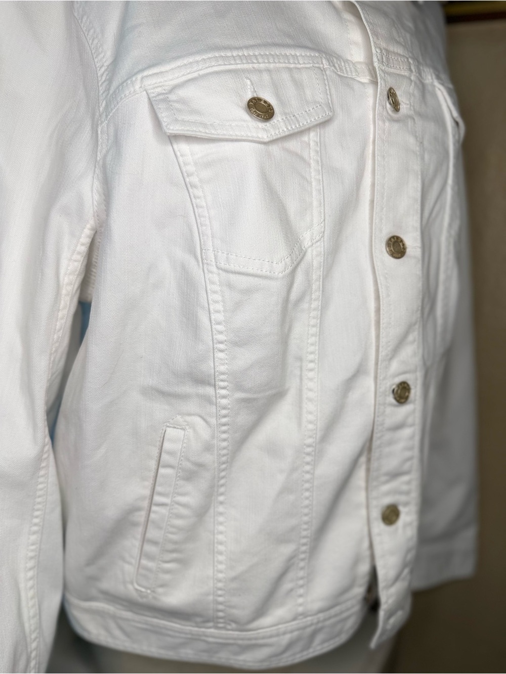 Talbots Plus White Denim Trucker Jacket Jean Coat Size 2X Classic Casual - Picture 6 of 8